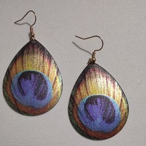 Handmade Dangle Earrings (peacock) 18k Gold plate